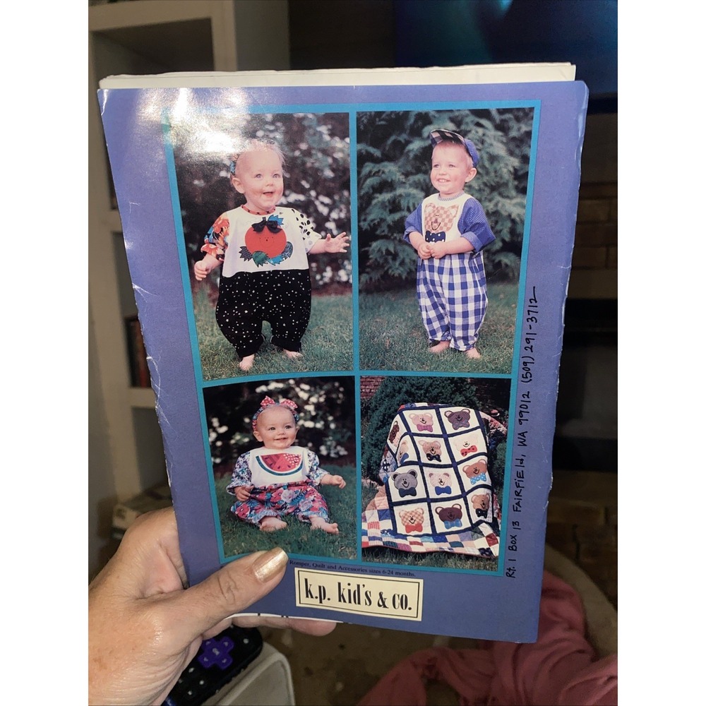 KP Kids Co Baby Romper Quilt Bear Watermelon Sewing Pattern 6-24 Months Vintage